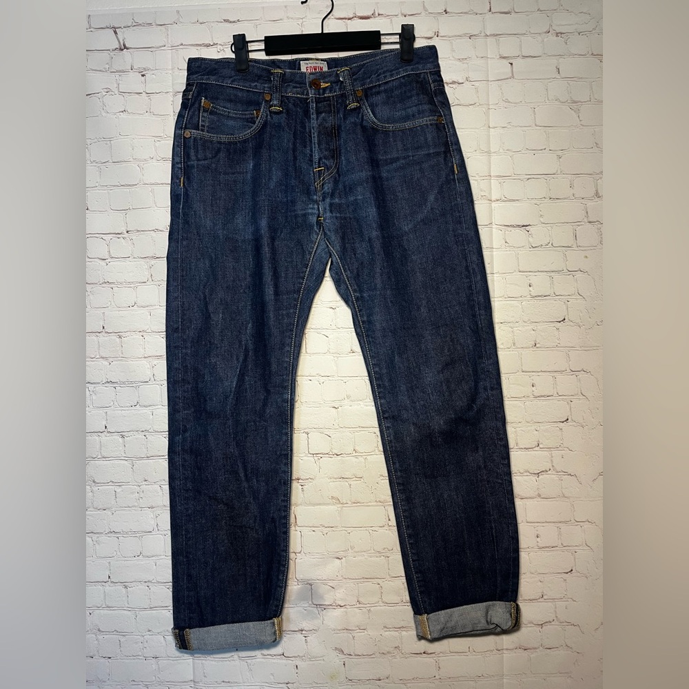 Edwin ED-55 Relaxed Tapered IJeans Mens 32x32 Dark Wash Denim Button Fly Casual